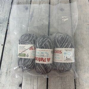 Patons Stretch Socks Yarn Cotton Blend "Licorice" #31040 Lot 3 Skeins New
